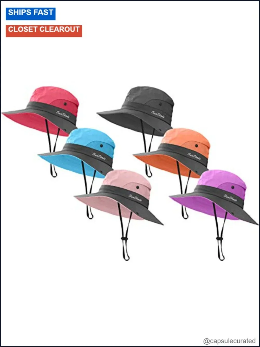 6 Pack Women's Ponytail Sun Hat Wide Brim UPF 50+ Packable Foldable Beach Hat